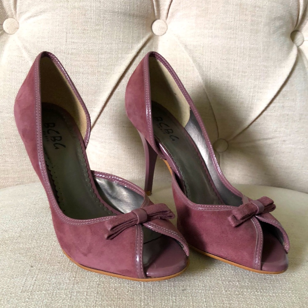 BCBG pink suede heels